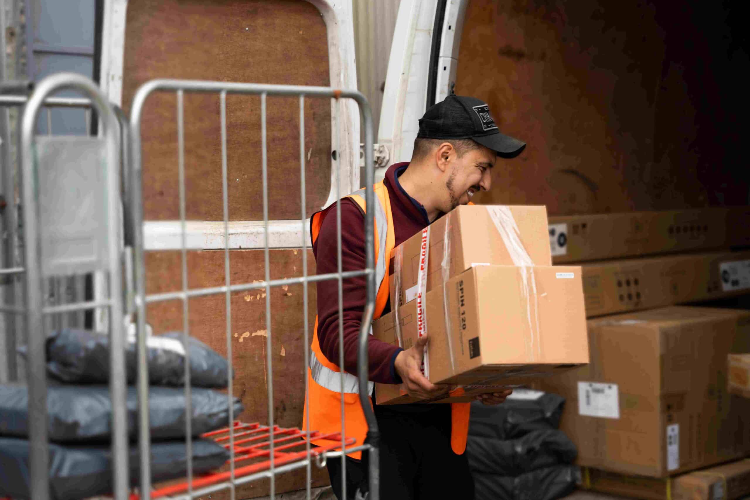 Goods being moved through a warehouse loading bay