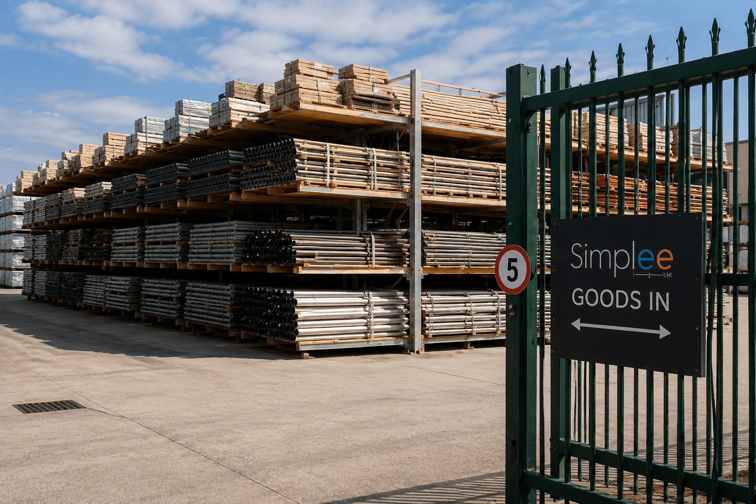 Secure outdoor SIMPLEE UK goods-in storage area